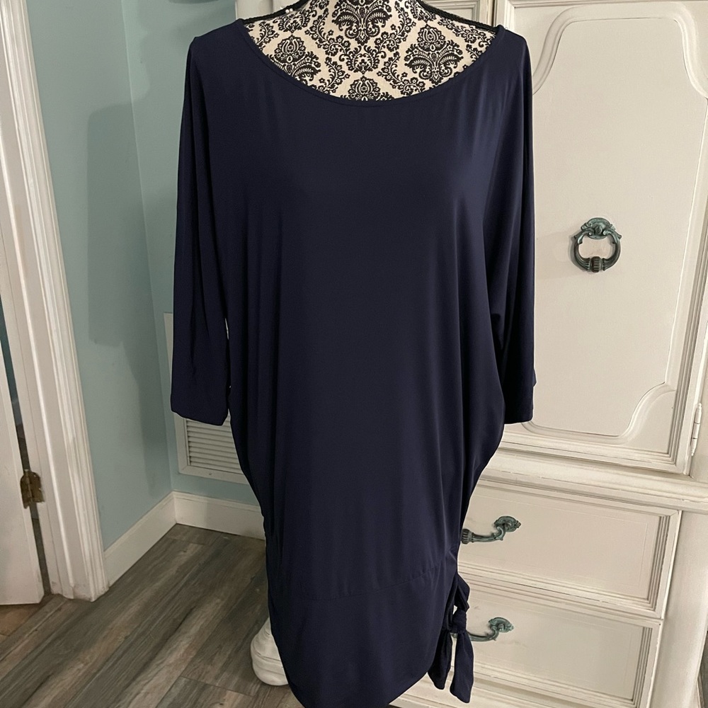 Michael Kors Midi Dress Size Medium Navy Office